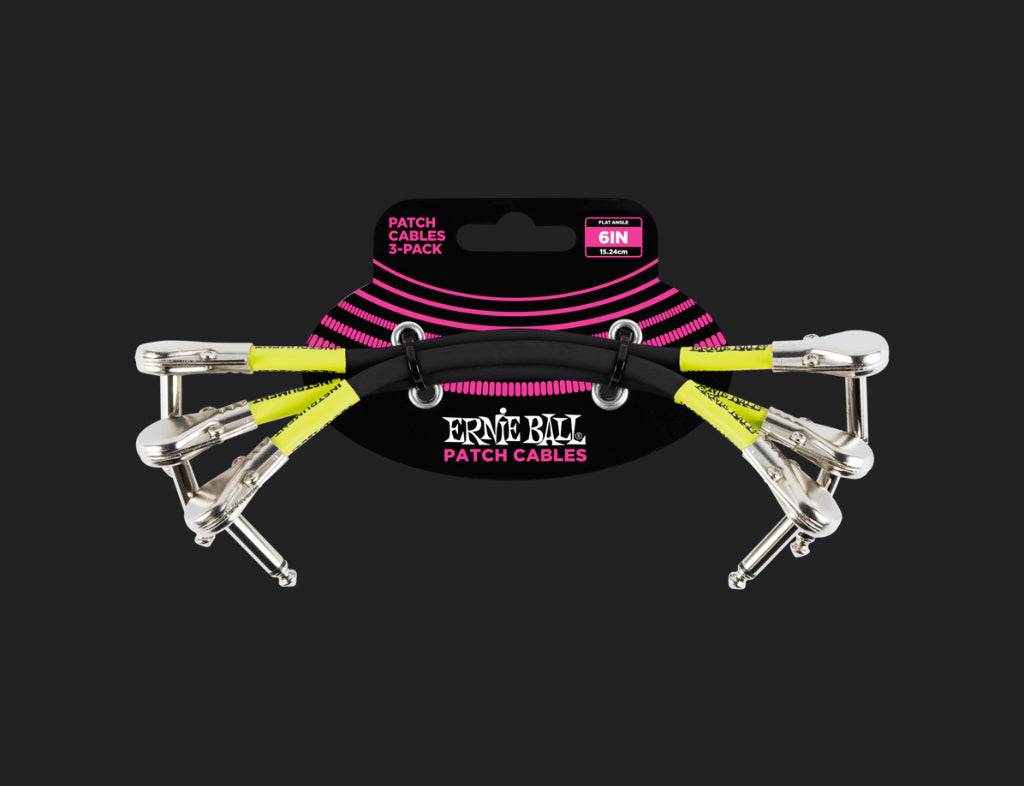 Ernie Ball 6" Flat Angle Patch Cable Black