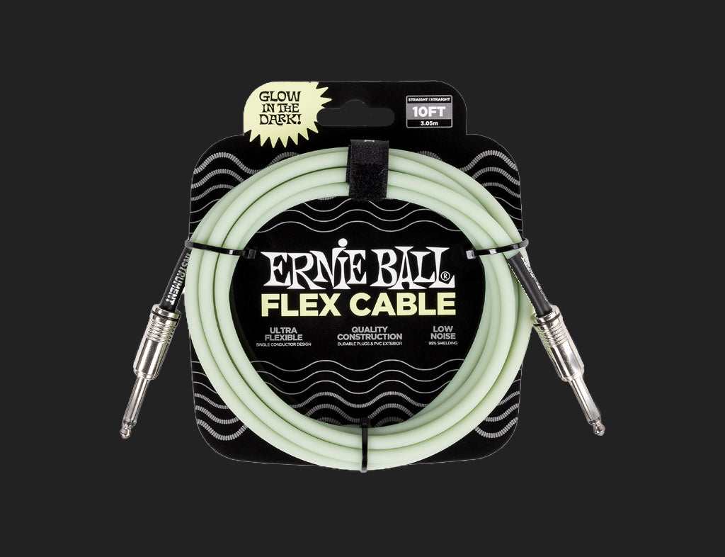 Ernie Ball Flex Instrument Cable 10ft Straight/Straight Glow In The Dark P06436