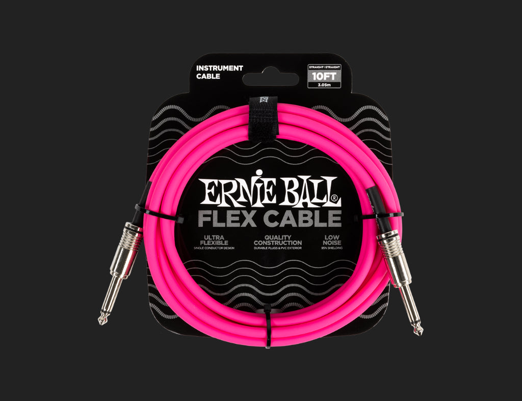 Ernie Ball Flex Instrument Cable 10ft Straight/Straight Pink P06413