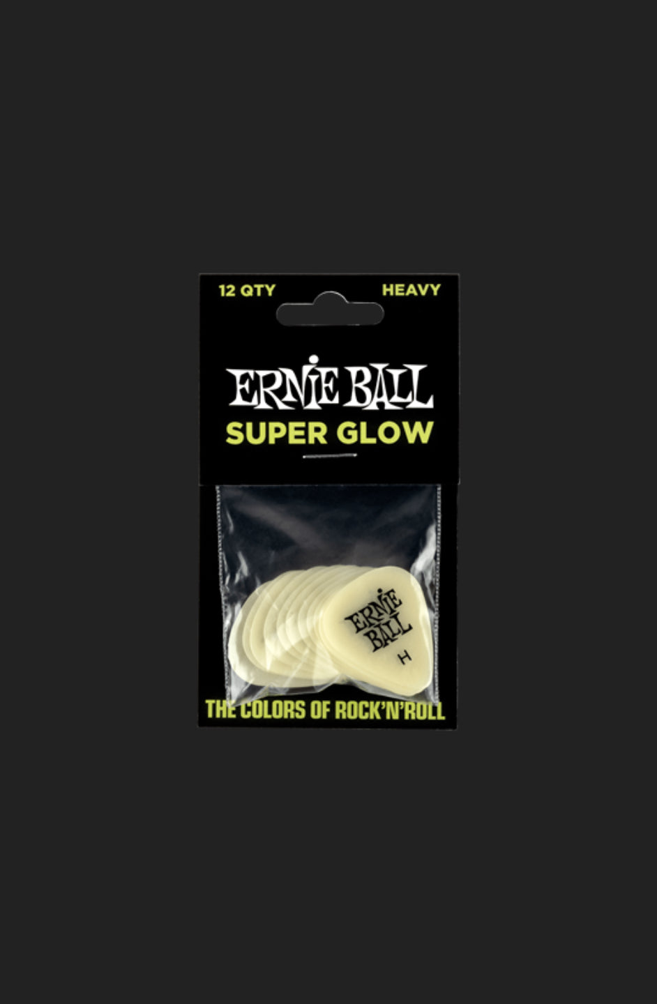 Ernie Ball Super Glow Heavy Guitar Picks (12 QTY)