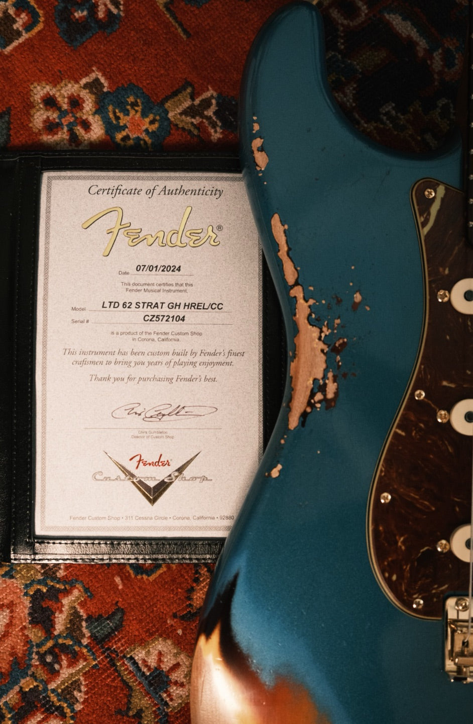 Fender Custom Shop Ltd '62 Stratocaster Gold Hardware Heavy Relic / Closet Classic Ages Ocean Turquoise Over 3-Colour-Sunburst