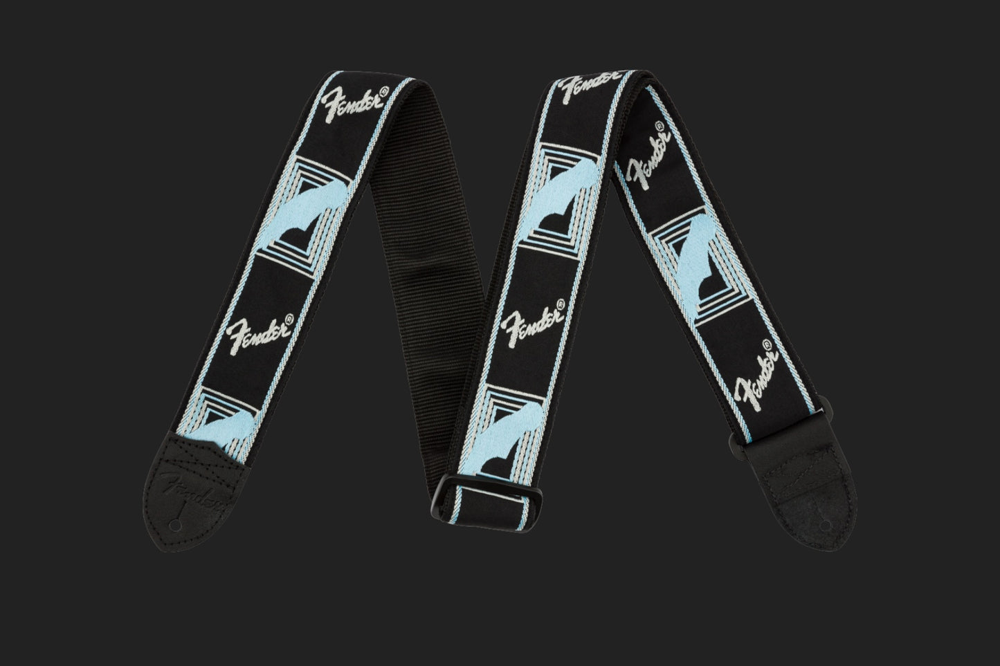 Fender Monogrammed Strap, Black/Light Grey/Blue