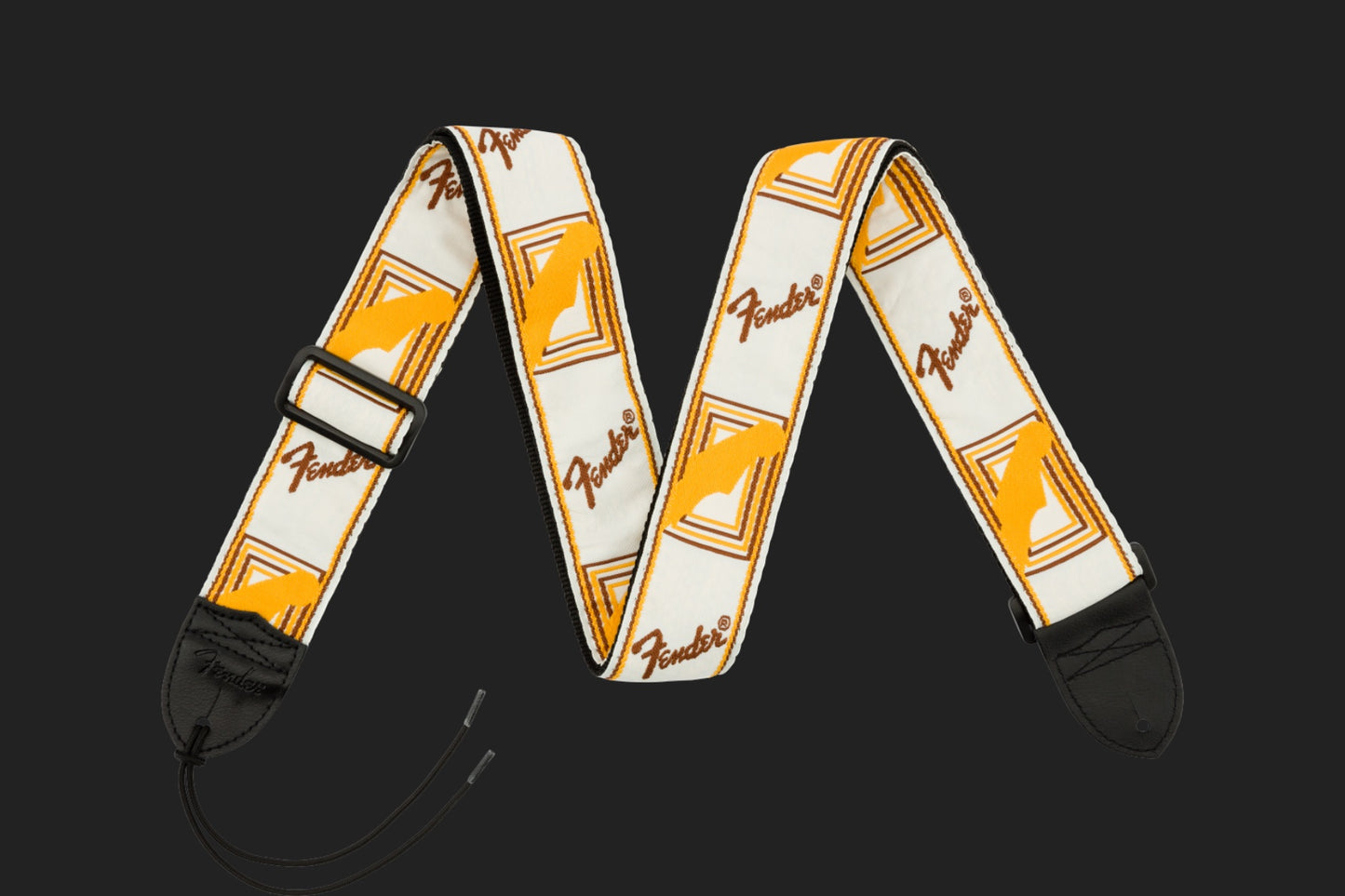 Fender Monogrammed Strap, White/Brown/Yellow