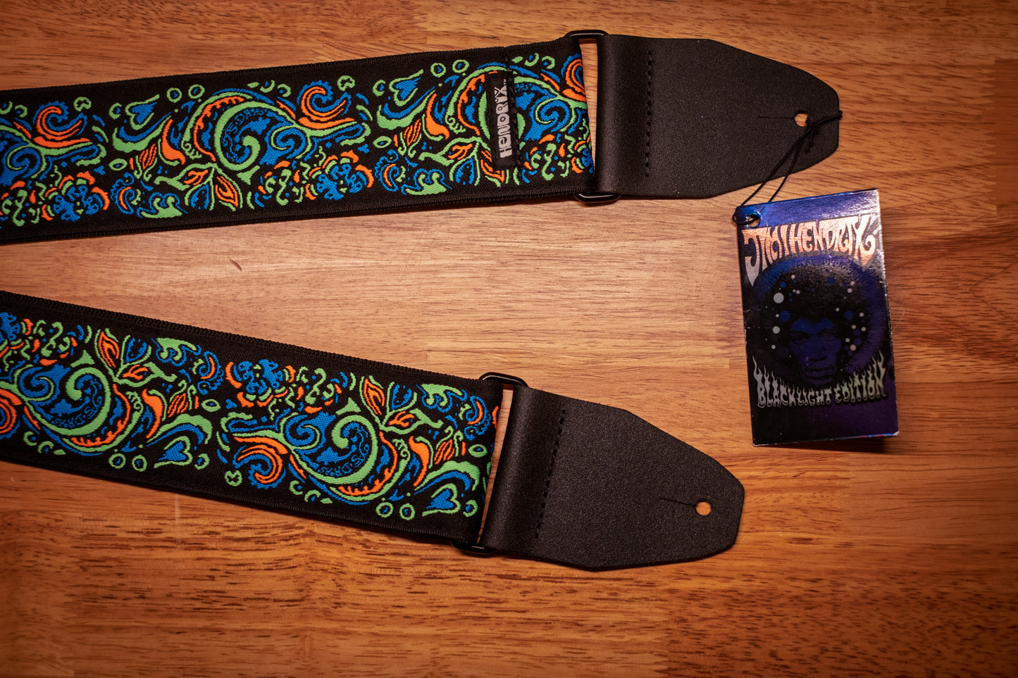 Dunlop Jimi Hendrix Guitar Strap, Blacklight Love Drops Blue JH27