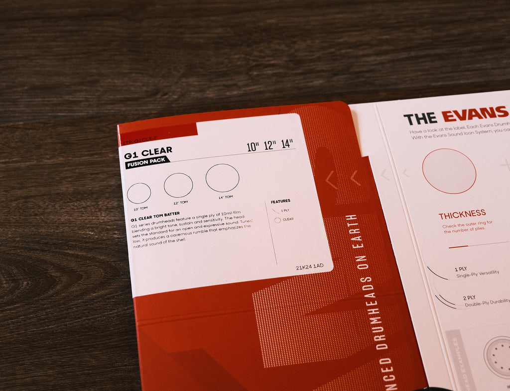 Evans G1 Clear Fusion Clear Tom Skin Pack  10" 12" 14"