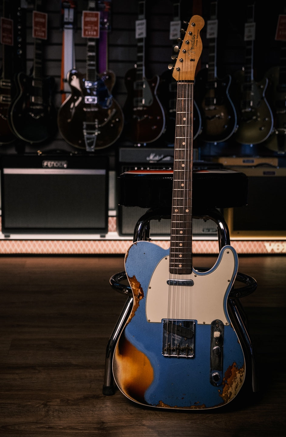 Fender Custom Shop 1960 Telecaster Custom Heavy Relic - Aged Lake Placid Blue over Chocolate 3 Tone Sunburst