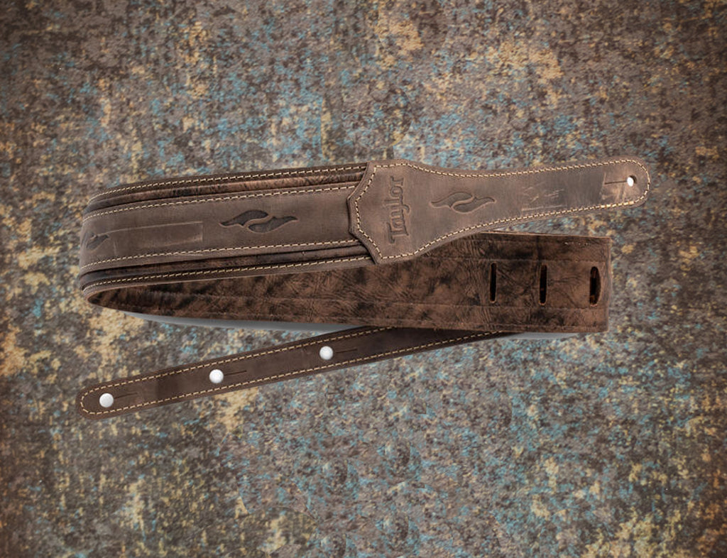 Taylor Element Guitar Strap Dark Brown Distressed Leather 2.5"