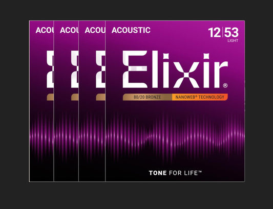 Elixir Nanoweb Acoustic Guitar Strings, 80/20 Bronze