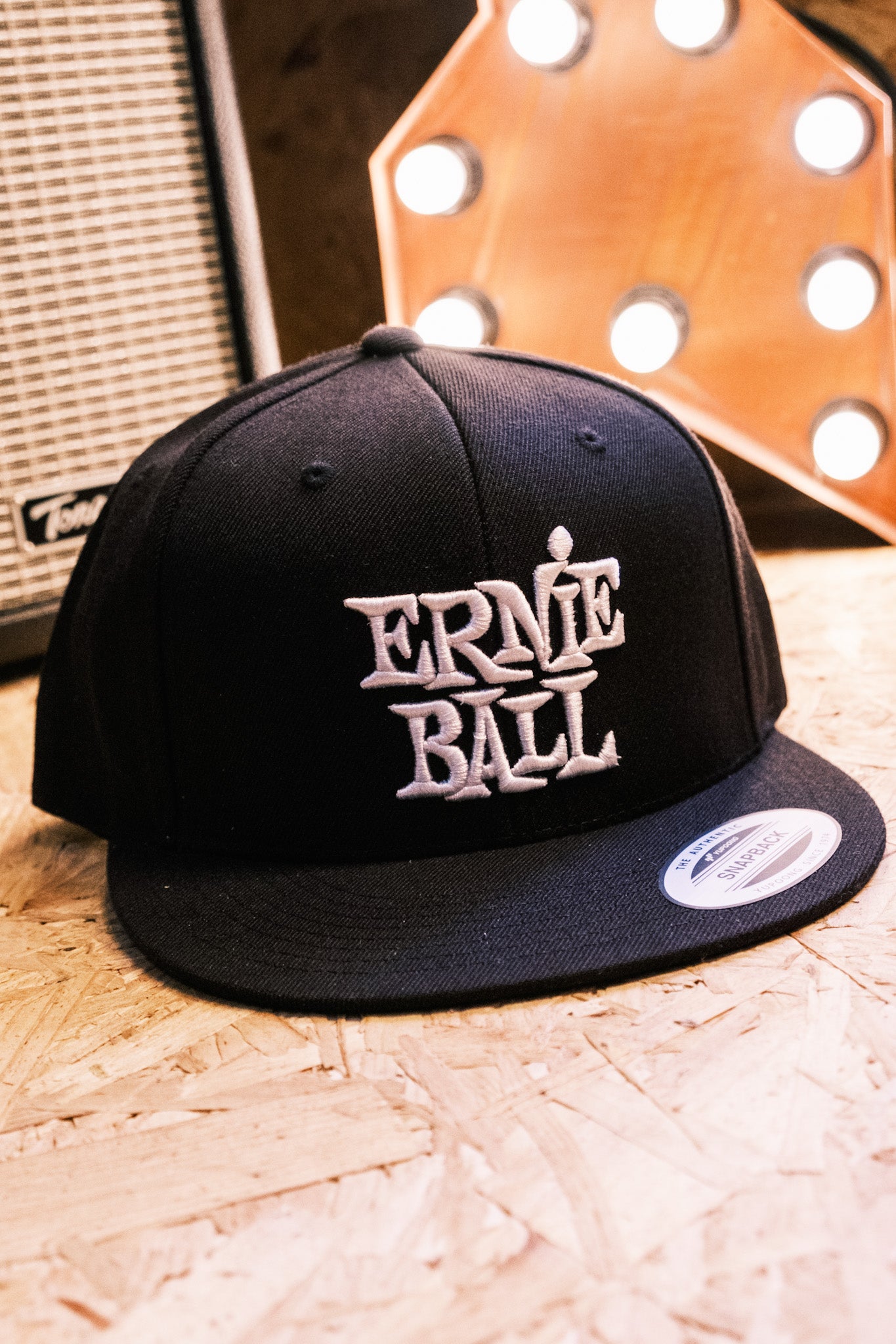 Ernie Ball Cap Black w/ White Stacked White Logo