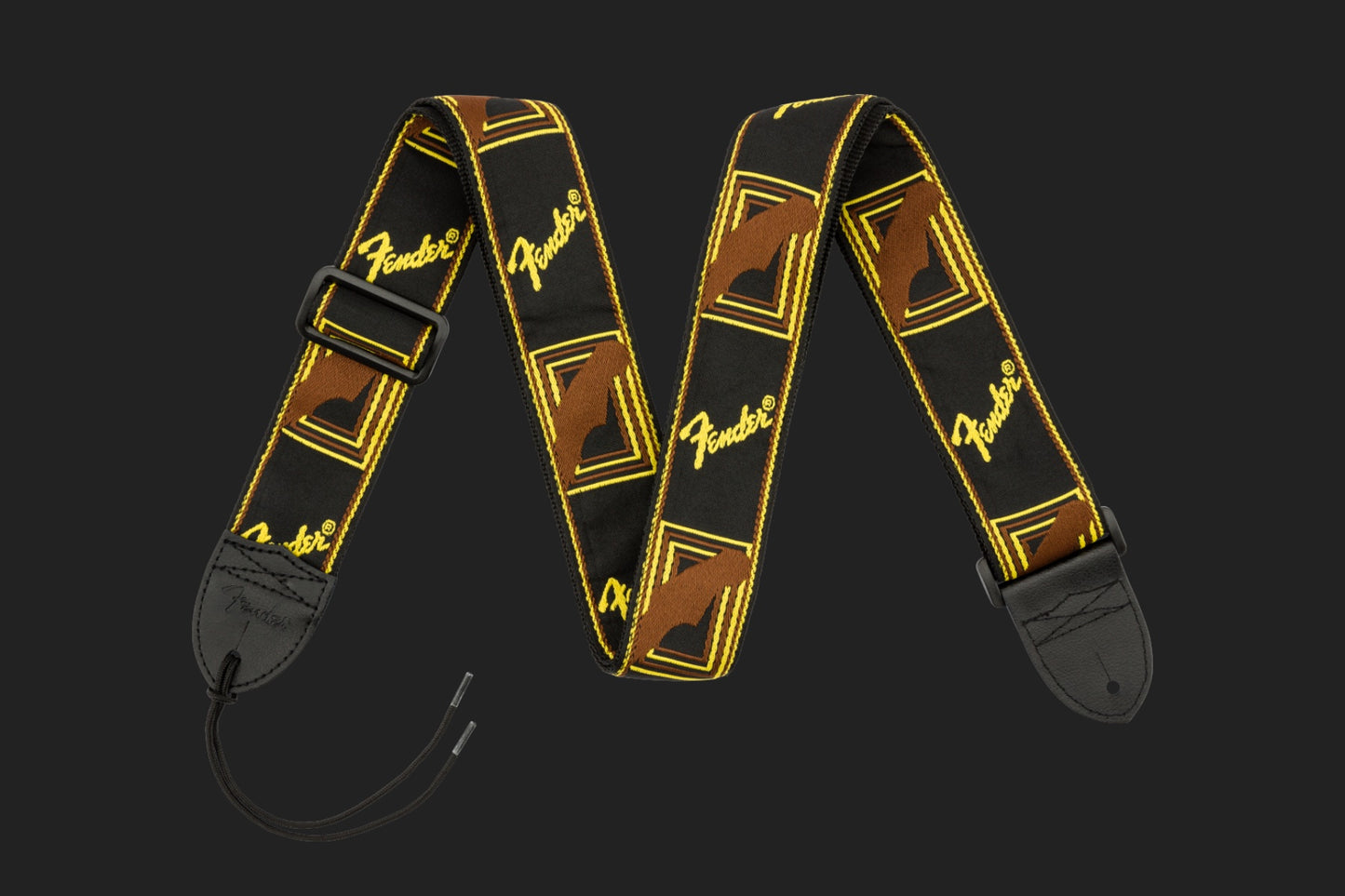 Fender Monogrammed Strap, Black/Yellow/Brown