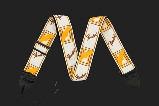 Fender Monogrammed Strap, White/Brown/Yellow