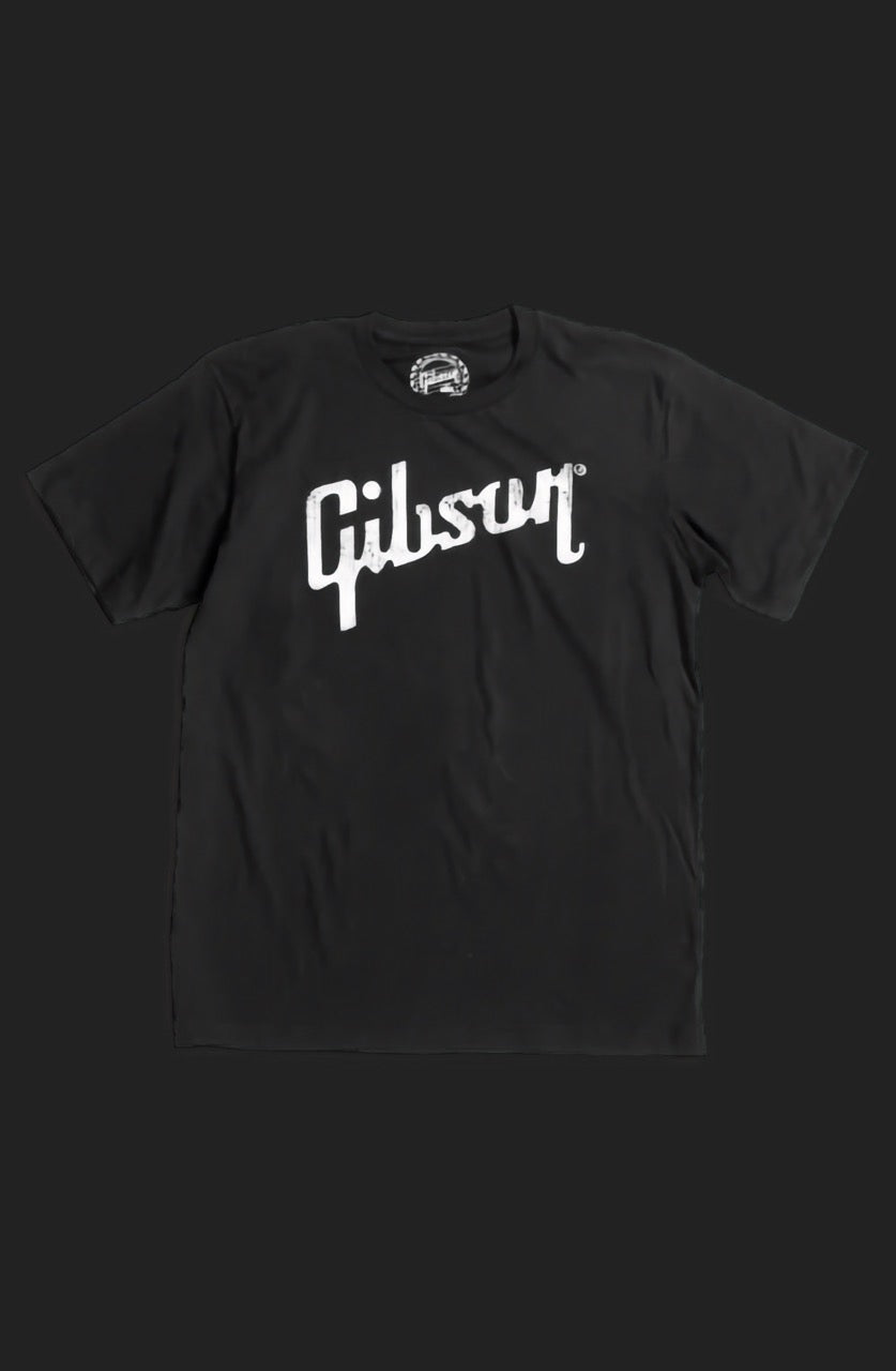 Gibson Distressed Logo Tee, Black