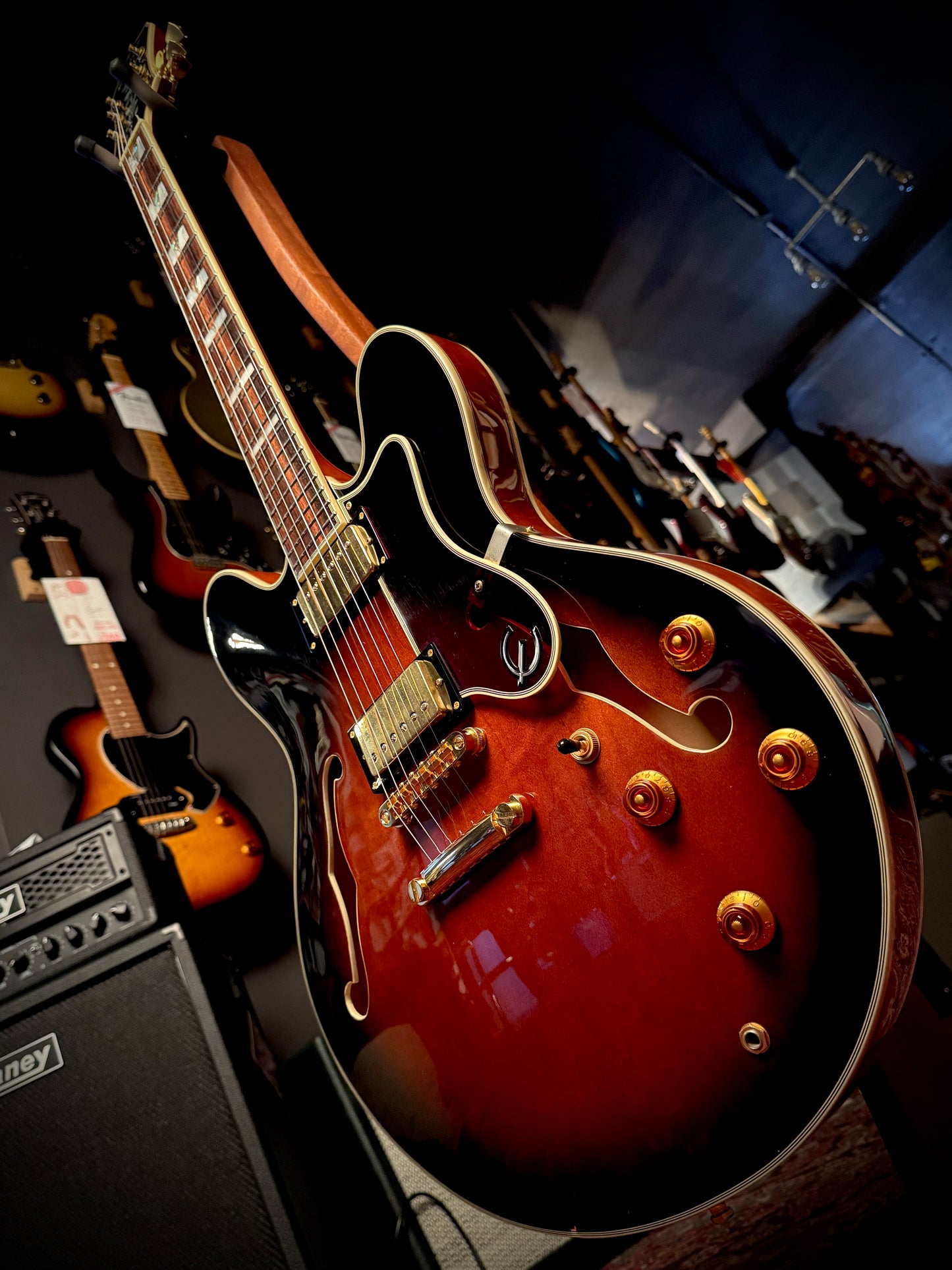 PRE LOVED Epiphone Sheraton Antique Sunburst w/ Upgraded Gotoh Hardware.