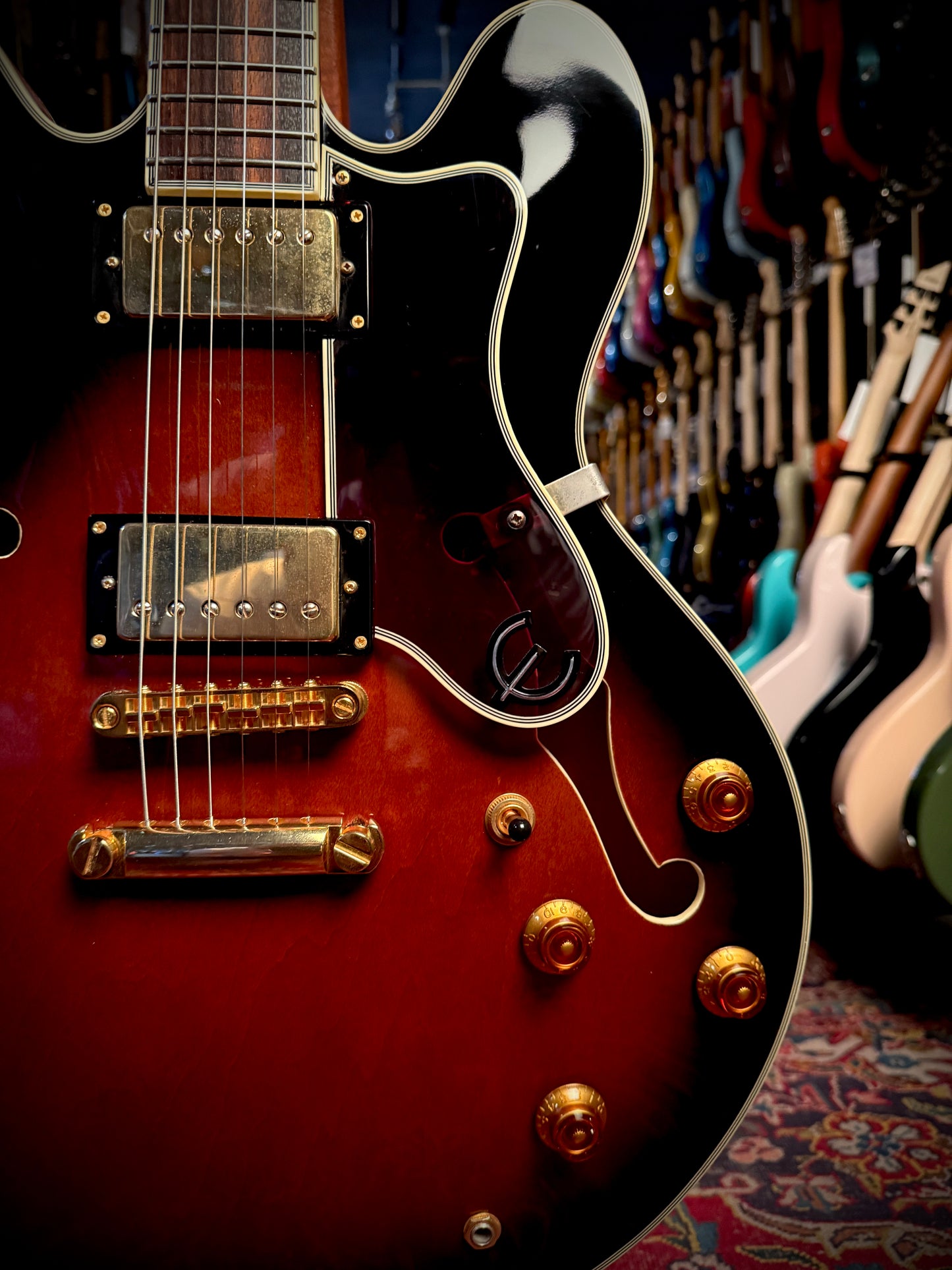 PRE LOVED Epiphone Sheraton Antique Sunburst w/ Upgraded Gotoh Hardware.