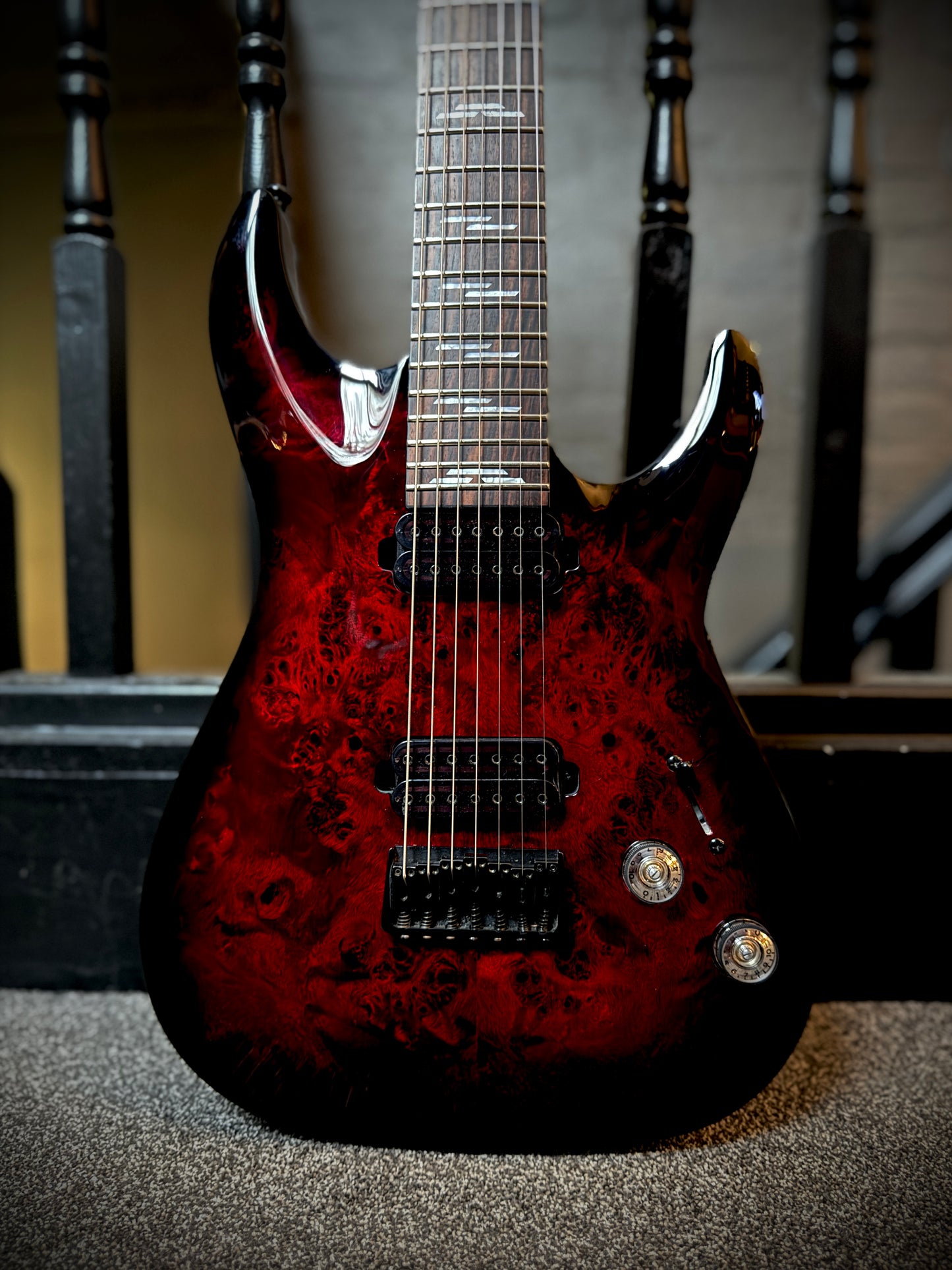 PRE LOVED Schecter Omen Elite, 7 String, Black Cherry Burst