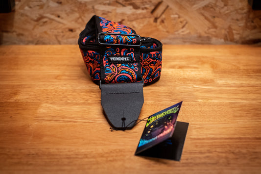 Dunlop Jimi Hendrix Guitar Strap, Blacklight Love Drops Pink JH28