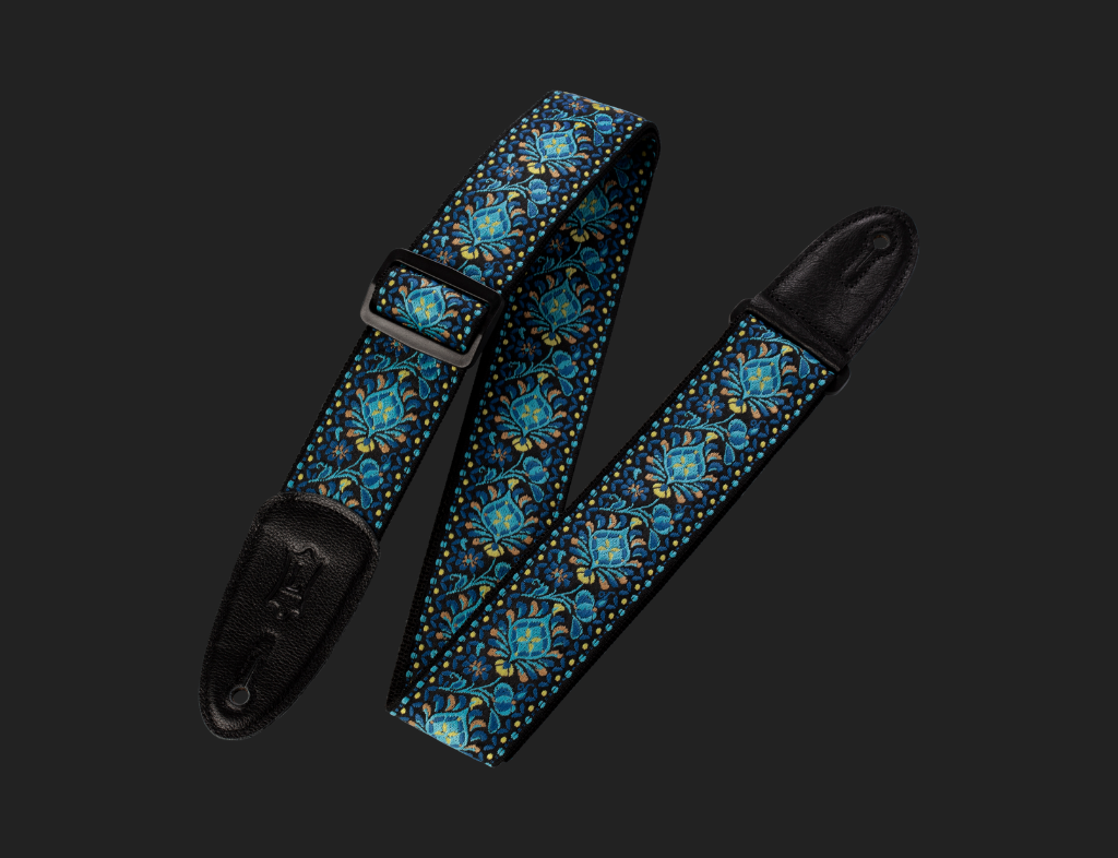 Levys Hootenanny Series Guitar Strap, Blue & Yellow Floral