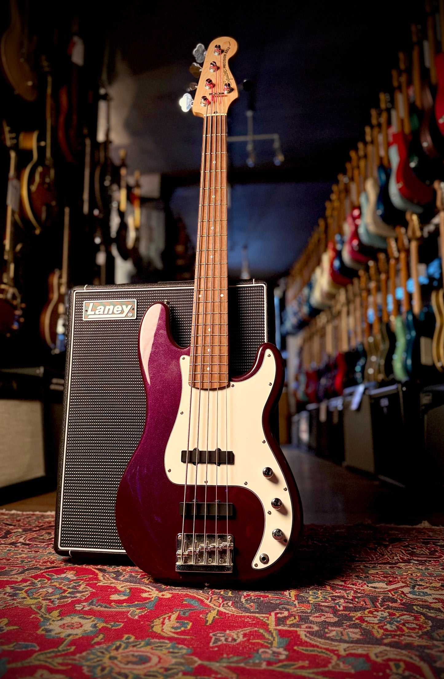 PRE LOVED Squier Standard Series 5 string Precision Bass, Purple Sparkle.