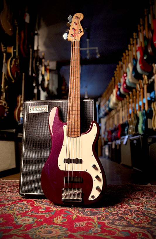PRE LOVED Squier Standard Series 5 string Precision Bass, Purple Sparkle.