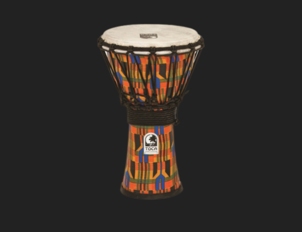 Toca 7" Djembe Freestyle Rope Tuned, Kente Cloth
