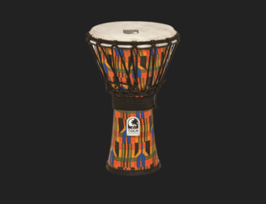 Toca 7" Djembe Freestyle Rope Tuned, Kente Cloth