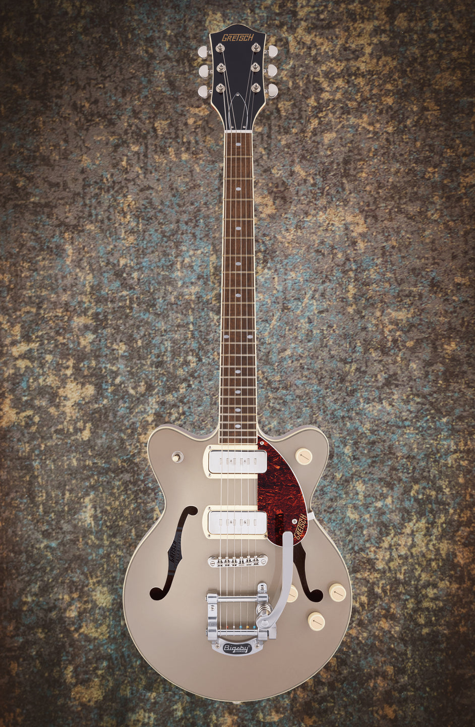 G2655T-P90 STREAMLINER™ CENTER BLOCK JR. DOUBLE-CUT P90 WITH BIGSBY® - Two-Tone Sahara Metallic and Vintage Mahogany Stain